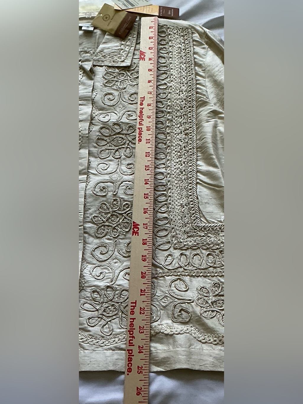 Vtg Nwt Coldwater Creek Whimsy Embroidered 100% Raw Silk Shacket Top Ivory L — image 5 of 8